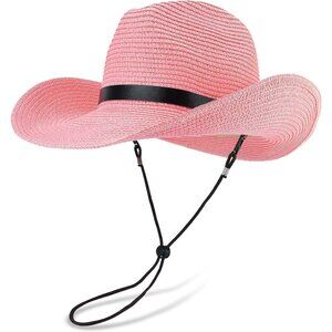 SHAPEABLE Floppy Sun Hat Wide Birm Fedora Panama Hat for Men & Women-Pink